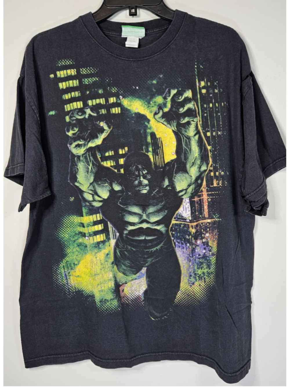 2008 Incredible Hulk Movie T Shirt Marvel Glitter Graphic Distressed Large